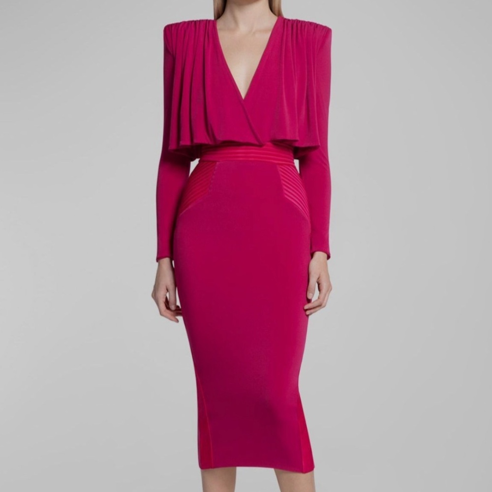 $600 ZHIVAGO The Will Jersey Capelet Midi Dress Size 6